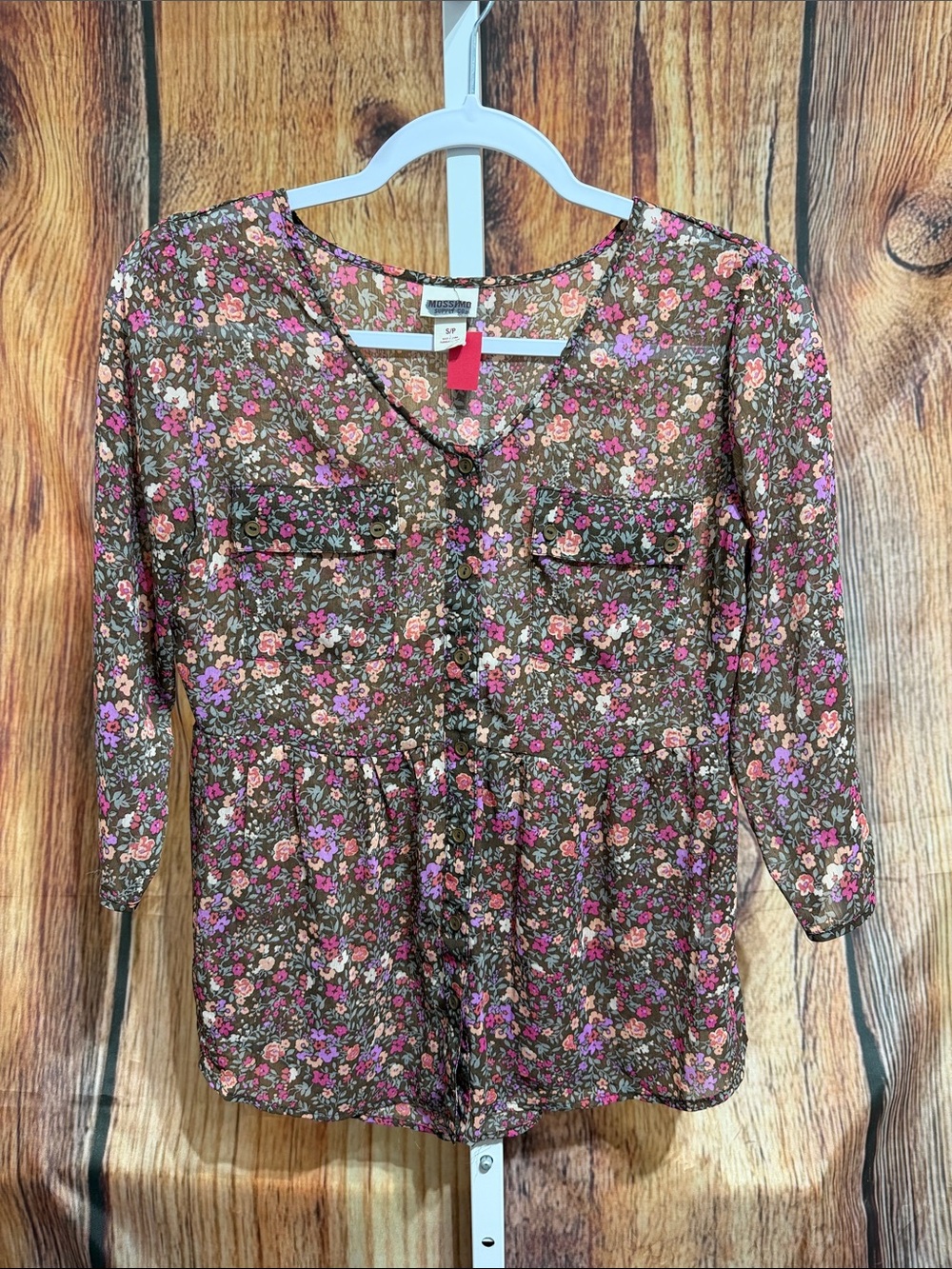 🚨(4/$10) Mossimo Sheer Chiffon Button Blouse Size S